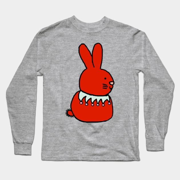 Red Bunny Rabbit Long Sleeve T-Shirt by ellenhenryart